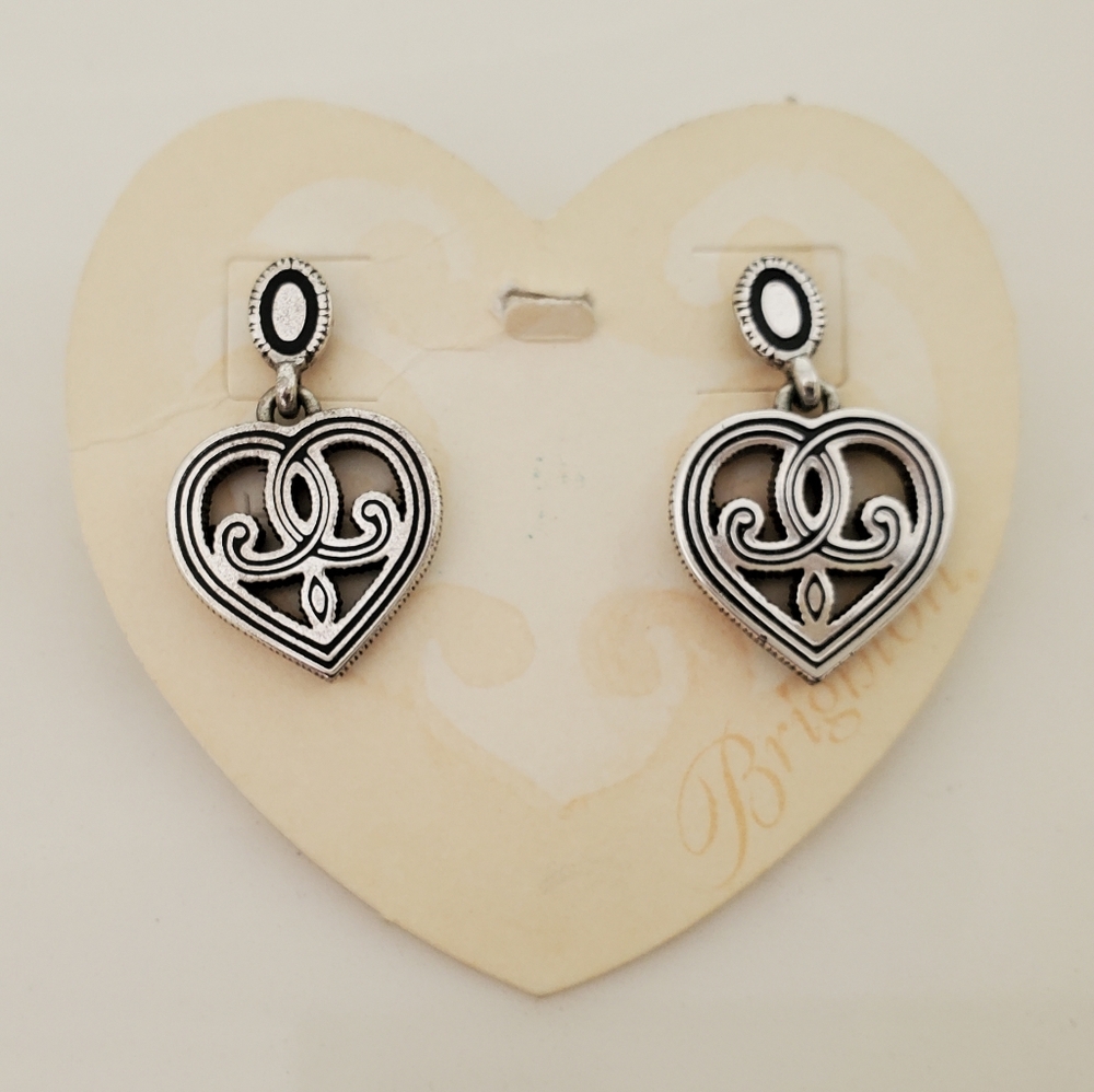 Brighton Silver-tone Gatsby Heart-shaped Earrings - Picture 3 of 5
